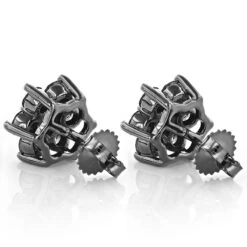 3 Carat Black Diamond Stud Earrings Clusters 14K Yellow Gold 8 3 Carat Black Diamond Stud Earrings Clusters 14K Yellow Gold -Luxurman 000321backbl backbl