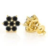 3 Carat Black Diamond Stud Earrings Clusters 14K Yellow Gold