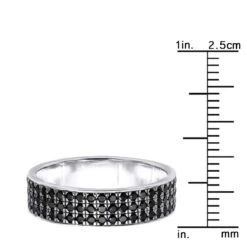 Platinum Anniversary Ring Black Diamond 3 Row Eternity Band For Men & Women 2.85Ct -Luxurman 001041bk 001041bk ruler white