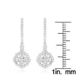 1 Carat 14K White Gold Diamond Drop Earrings For Women By Luxurman -Luxurman 1 carat 14k gold diamond drop earrings for women by luxurman rulerwh
