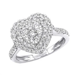 1 Carat Diamond Ring For Women Heart Design 14K Yellow Gold -Luxurman 1 carat diamond ring for women heart design 14k yellow rose white gold mainwh
