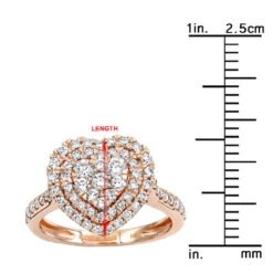 1 Carat Diamond Ring For Women Heart Design 14K Yellow Gold -Luxurman 1 carat diamond ring for women heart design 14k yellow rose white gold rulerro