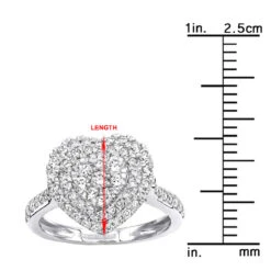 1 Carat Diamond Ring For Women Heart Design 14K Yellow Gold -Luxurman 1 carat diamond ring for women heart design 14k yellow rose white gold rulerwh