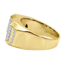 1 Carat Men's Diamond 14K Yellow Gold Ring By Luxurman Wedding Band -Luxurman 1 carat mens diamond gold ring by luxurman 14k wedding band backye 20200825