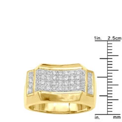 1 Carat Men's Diamond 14K Yellow Gold Ring By Luxurman Wedding Band -Luxurman 1 carat mens diamond gold ring by luxurman 14k wedding band rulerye 20200825