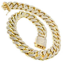 Solid 14K Yellow Gold Diamond Cuban Link Chain 1 Kilo