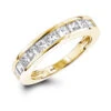 Thin 1 Row Princess Cut Diamond Wedding Band 1.65ct 10K Yellow Gold