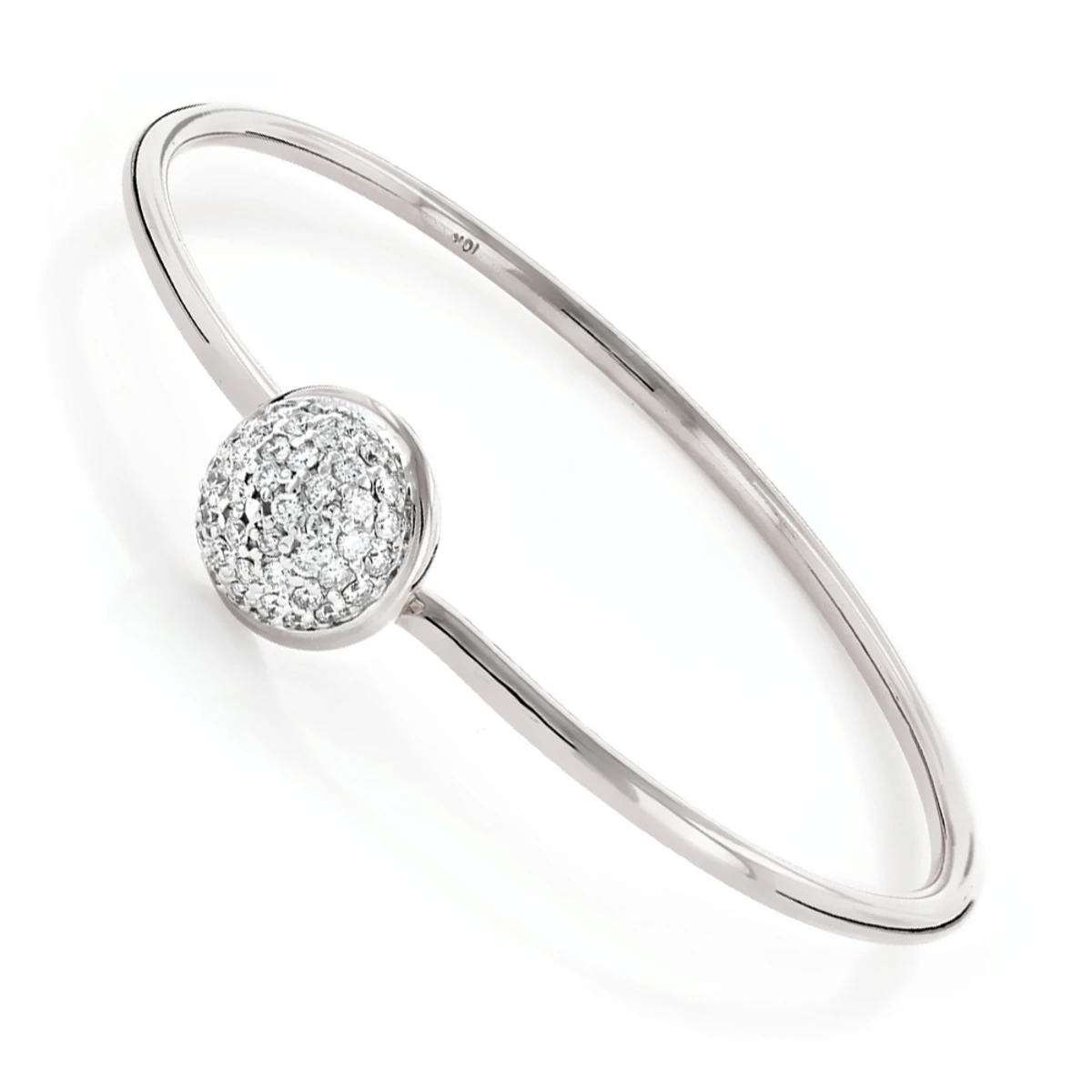 Ladies Pave Diamond Ball Bangle Bracelet 1 Ct 10K Rose Gold 2 Ladies Pave Diamond Ball Bangle Bracelet 1 Ct 10K Rose Gold - Image 2