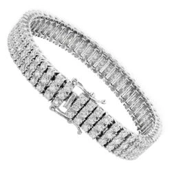 Solid 10K White Gold 3-Row Prong Diamond Bracelet For Men 1.85ct -Luxurman 10k 3 row prong diamond toni tennis bracelet 185ct p 6125 backwh 1686359585