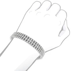 Solid 10K White Gold 3-Row Prong Diamond Bracelet For Men 1.85ct -Luxurman 10k 3 row prong diamond toni tennis bracelet 185ct p 6125 bodwh