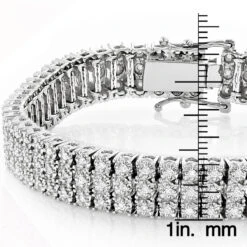 Solid 10K White Gold 3-Row Prong Diamond Bracelet For Men 1.85ct -Luxurman 10k 3 row prong diamond toni tennis bracelet 185ct p 6125 ruler