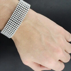 10K White Gold 7-Row Cuff Diamond Bracelet 14.70ct -Luxurman 10k 7 row cuff diamond bracelet 1470ct p 22567bod