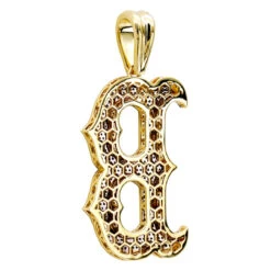 10K Yellow Gold 5 Carat Blue & White Diamond Initial Alphabet Letter Pendant For Men -Luxurman 10k gold 5 carat blue white diamond initial alphabet letter pendant for men 018006 backye