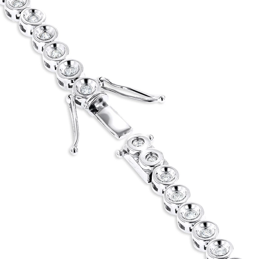 10K White Gold Bezel Set Round Diamond Tennis Bracelet 1.65ct By Luxurman 3 10K White Gold Bezel Set Round Diamond Tennis Bracelet 1.65ct By Luxurman - Image 3
