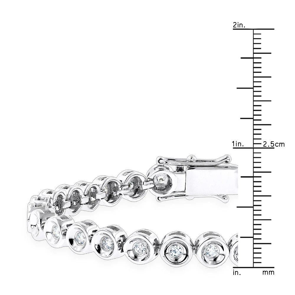 10K White Gold Bezel Set Round Diamond Tennis Bracelet 1.65ct By Luxurman 5 10K White Gold Bezel Set Round Diamond Tennis Bracelet 1.65ct By Luxurman - Image 5