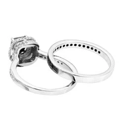 10K White Gold White Black Diamond Unique Bridal Engagement Ring Set 1.2ct 9 10K White Gold White Black Diamond Unique Bridal Engagement Ring Set 1.2ct -Luxurman 10k gold black diamond unique bridal engagement ring set 119ct backwh