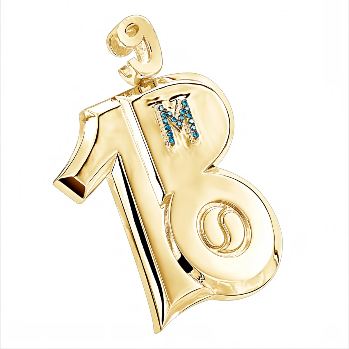 10K Yellow Gold Blue Diamond Unique Pendant For Men 0.45ct By Luxurman 1 10K Yellow Gold Blue Diamond Unique Pendant For Men 0.45ct By Luxurman