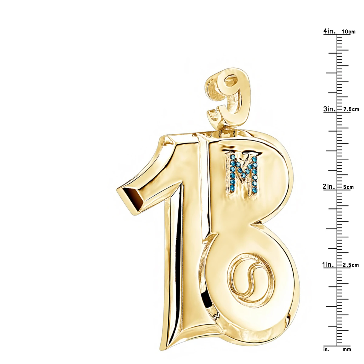 10K Yellow Gold Blue Diamond Unique Pendant For Men 0.45ct By Luxurman 6 10K Yellow Gold Blue Diamond Unique Pendant For Men 0.45ct By Luxurman - Image 6