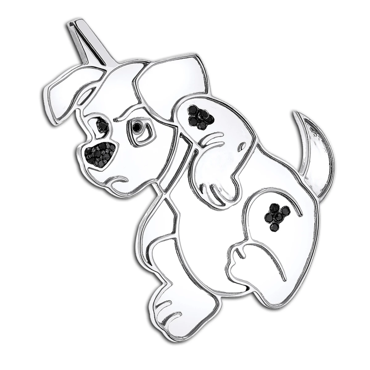 Real Diamond Dog Pendant: Dalmatian Puppy 0.15ct 2 Real Diamond Dog Pendant: Dalmatian Puppy 0.15ct - Image 2