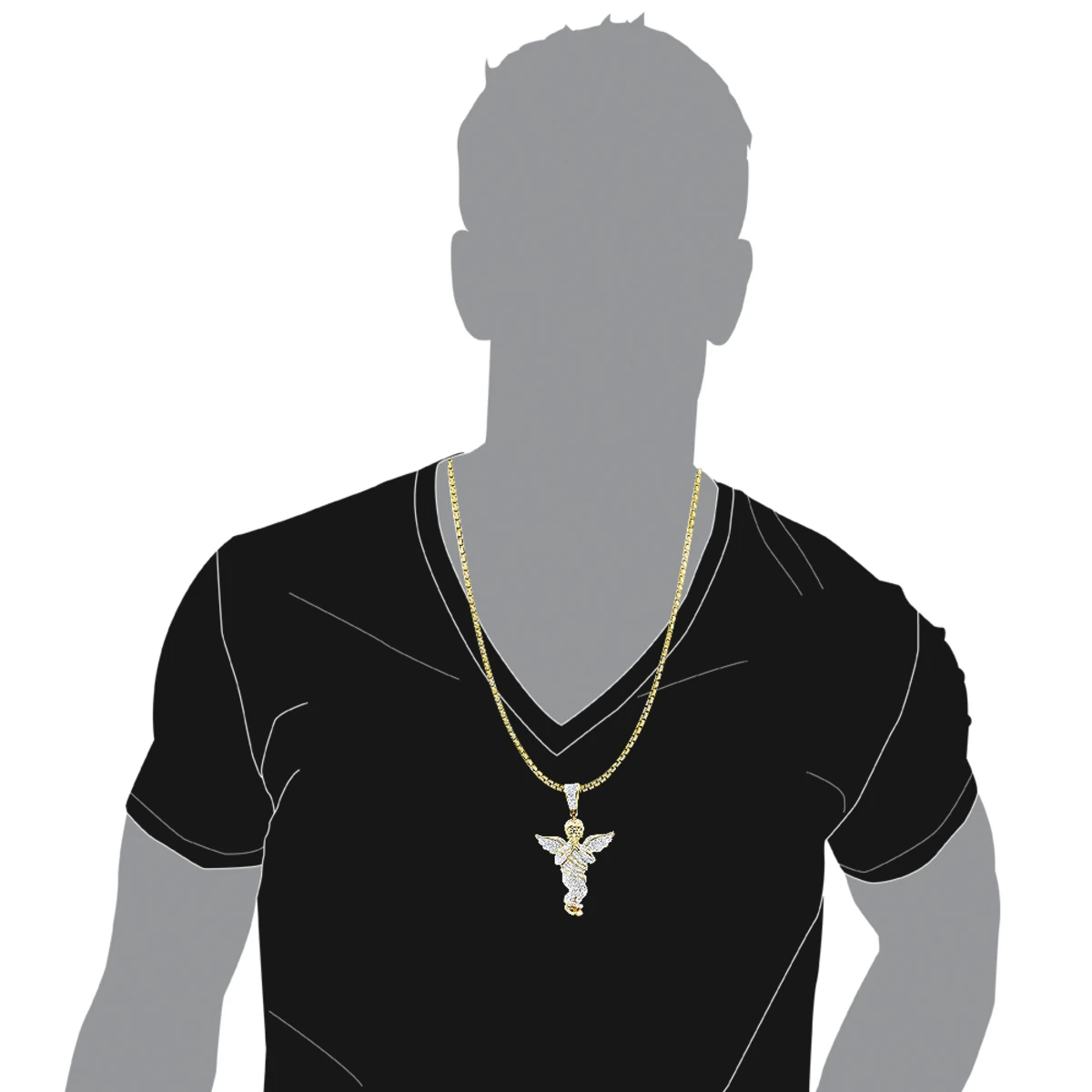 10K Yellow Gold Diamond Baby Angel Pendant For Men 1ct By Luxurman 5 10K Yellow Gold Diamond Baby Angel Pendant For Men 1ct By Luxurman - Image 5