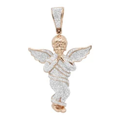 10K Yellow Gold Diamond Baby Angel Pendant For Men 1ct By Luxurman 8 10K Yellow Gold Diamond Baby Angel Pendant For Men 1ct By Luxurman -Luxurman 10k gold diamond baby angel pendant for men 13ct by luxurman ro