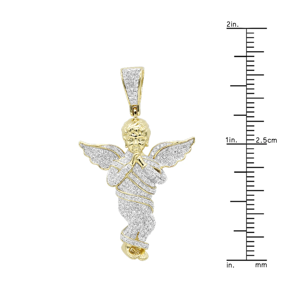 10K Yellow Gold Diamond Baby Angel Pendant For Men 1ct By Luxurman 6 10K Yellow Gold Diamond Baby Angel Pendant For Men 1ct By Luxurman - Image 6