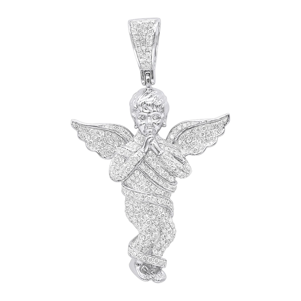 10K Yellow Gold Diamond Baby Angel Pendant For Men 1ct By Luxurman 2 10K Yellow Gold Diamond Baby Angel Pendant For Men 1ct By Luxurman - Image 2