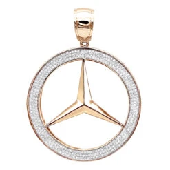 10K White Gold Diamond Mercedes-Benz Pendant For Men 1 Carat -Luxurman 10k gold diamond mercedes benz pendant for men 1 carat ro