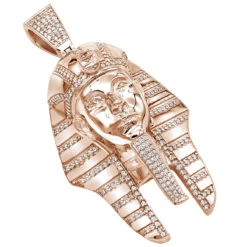 10K Yellow Gold Egyptian Pharaoh Head Diamond Pendant For Men 8ct By Luxurman -Luxurman 10k gold egyptian pharaoh head diamond pendant for men 8ct by luxurman ro