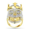 10K Yellow Gold Hip Hop Men's Diamond Skull Ring With Crown 2.75ct