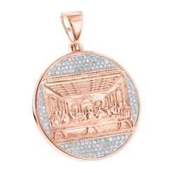 10K Yellow Gold Last Supper Diamond Pendant For Men Medallion By Luxurman -Luxurman 10k gold last supper diamond pendant for men medallion by luxurman ro