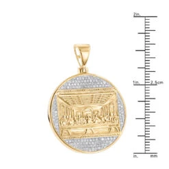 10K Yellow Gold Last Supper Diamond Pendant For Men Medallion By Luxurman -Luxurman 10k gold last supper diamond pendant for men medallion by luxurman rulerye