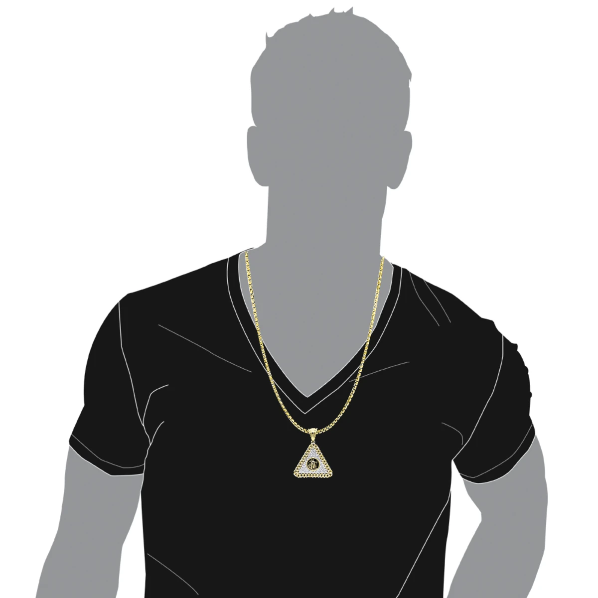 10K Yellow Gold Liberty Coin Cuban Link Triangle Diamond Pendant For Men 1.05ct 5 10K Yellow Gold Liberty Coin Cuban Link Triangle Diamond Pendant For Men 1.05ct - Image 5