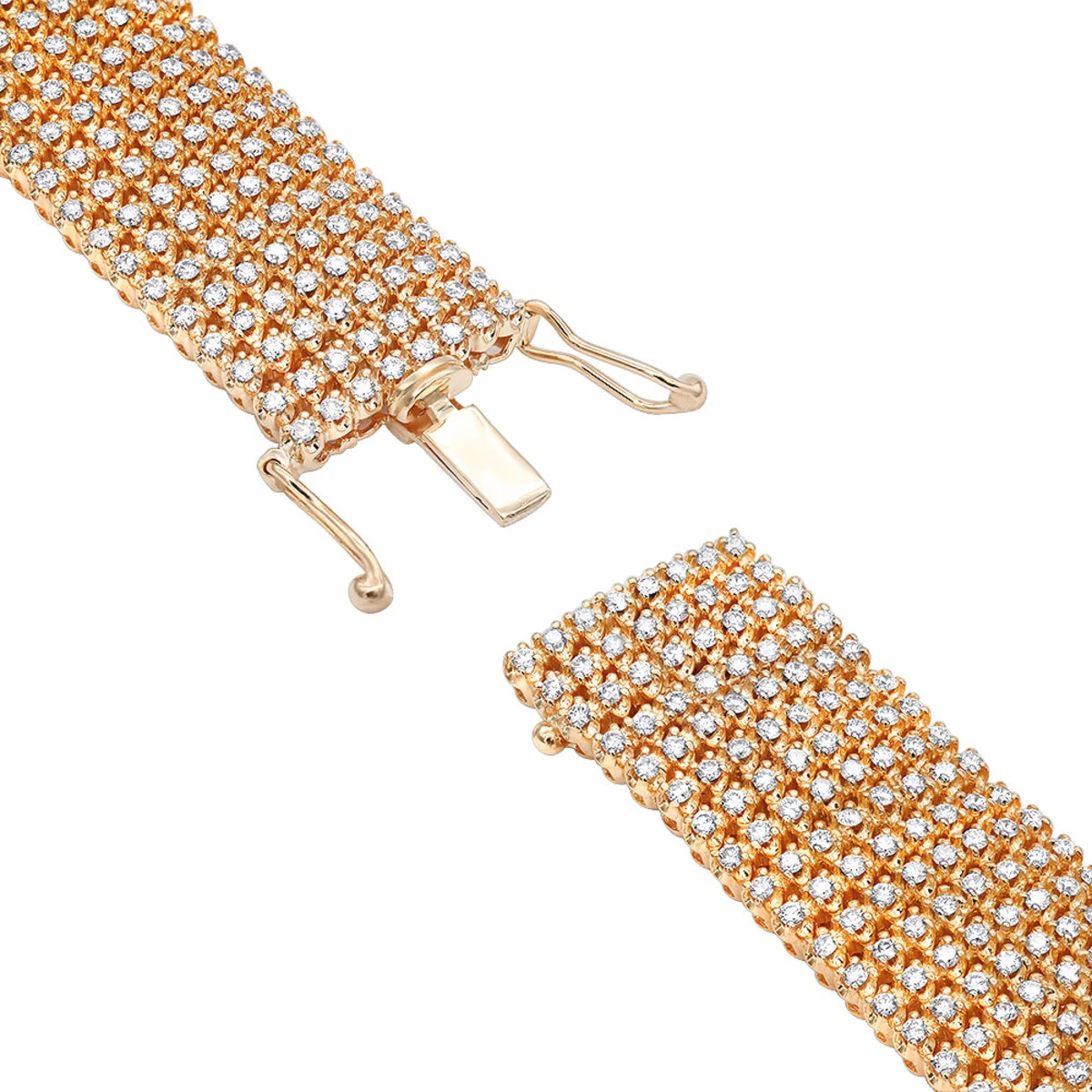 Hip Hip 10K Yellow Gold 8-Row Tennis Diamond Bracelet For Men 10 Carats 6 Hip Hip 10K Yellow Gold 8-Row Tennis Diamond Bracelet For Men 10 Carats - Image 6