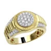 10K Yellow Gold Men's Cluster Diamond Jubilee Ring 0.75ct Rolex Style