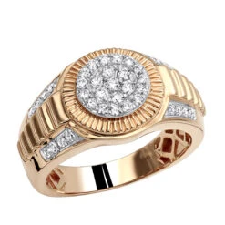 10K Yellow Gold Men's Cluster Diamond Jubilee Ring 0.75ct Rolex Style -Luxurman 10k gold mens cluster diamond jubilee ring 075ct ro