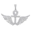 10K White Gold Men's Diamond Ankh Pendant Cross With Wings 3.33ct By Luxurman
