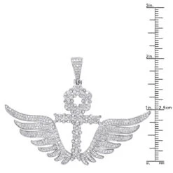 10K White Gold Men's Diamond Ankh Pendant Cross With Wings 3.33ct By Luxurman -Luxurman 10k gold mens diamond ankh pendant cross with wings 333ct by luxurman rulerwh