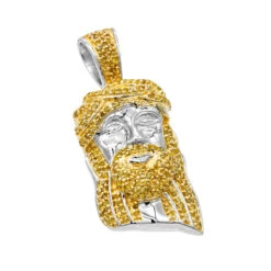 10K Rose Gold Micro Jesus Piece Yellow Diamond Face Pendant 0.5ct By Luxurman -Luxurman 10k gold micro jesus piece yellow diamond face pendant 04ct by luxurman wh