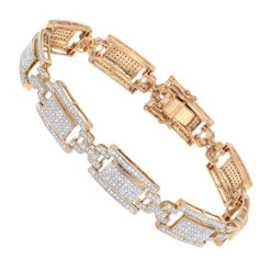 10K Yellow Gold Pave Diamond Bracelet For Men 2.75ct By Luxurman -Luxurman 10k gold pave diamond bracelet for men 275ct by luxurman ro