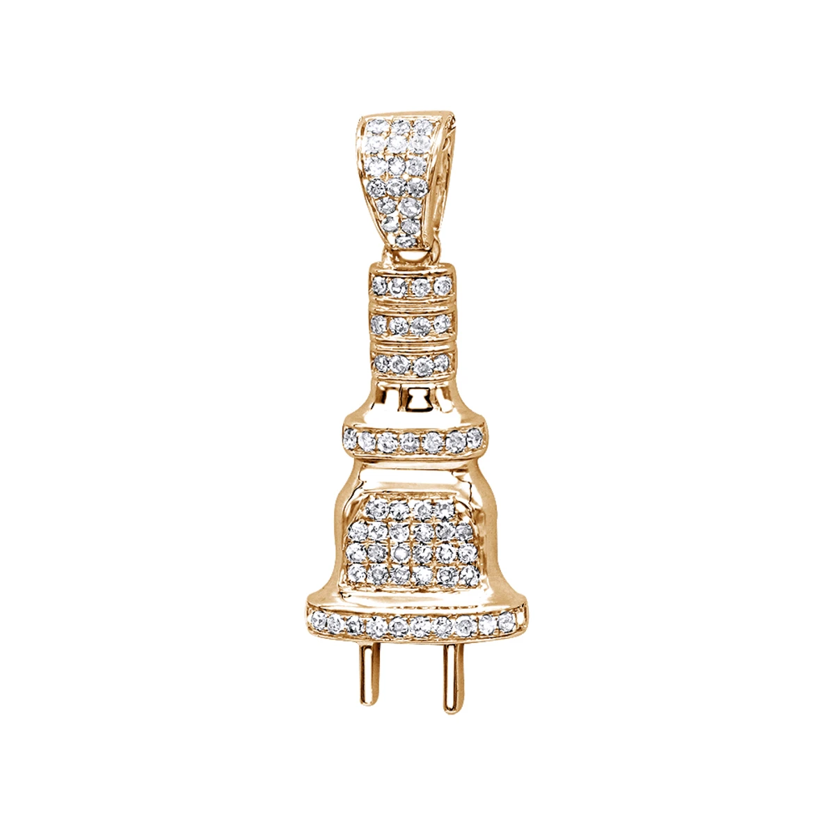 10K White Gold Mini Power Plug Diamond Pendant For Men 0.2ct By Luxurman 3 10K White Gold Mini Power Plug Diamond Pendant For Men 0.2ct By Luxurman - Image 3