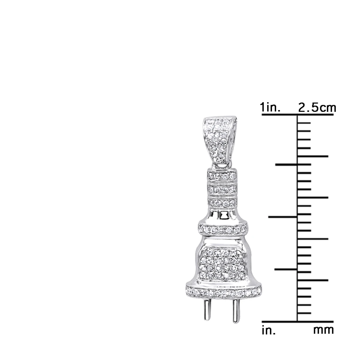 10K White Gold Mini Power Plug Diamond Pendant For Men 0.2ct By Luxurman 6 10K White Gold Mini Power Plug Diamond Pendant For Men 0.2ct By Luxurman - Image 6