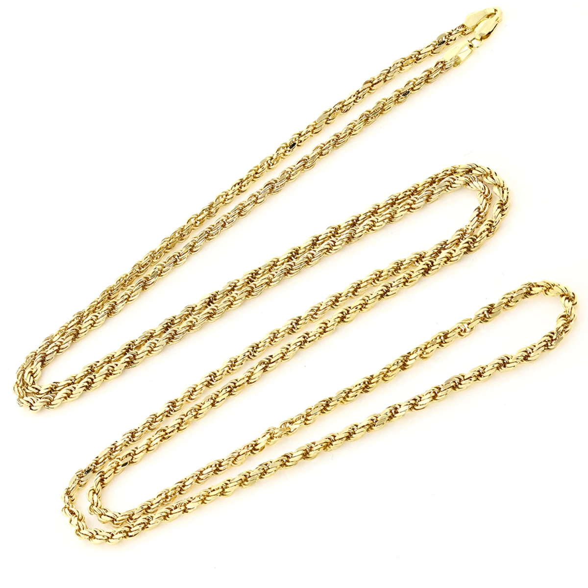 10K Yellow Gold Rope Chain For Men 26-28in 3mm 1 10K Yellow Gold Rope Chain For Men 26-28in 3mm