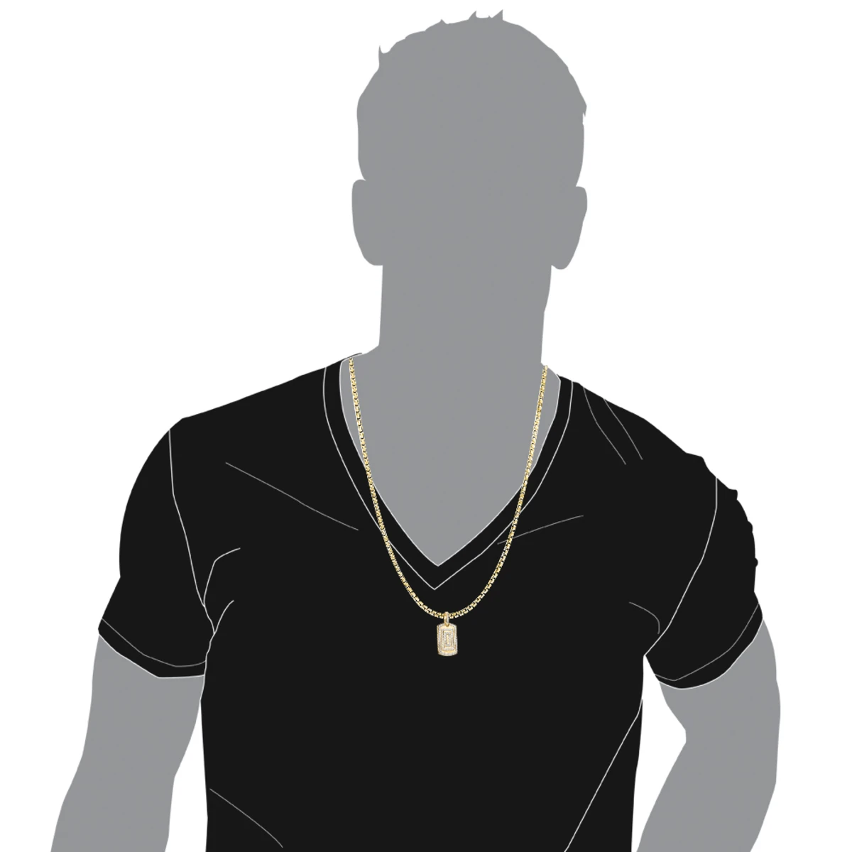 10K Yellow Gold Small Diamond Dog Tag Pendant By Luxurman 5 10K Yellow Gold Small Diamond Dog Tag Pendant By Luxurman - Image 5