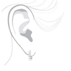 1/2 Inch Classic Huggie Hoop Earrings 14K White Gold With Round Diamonds 1 Carat -Luxurman 12 inch 14k gold hoops round diamonds huggie earrings 1 carat 018270w body white