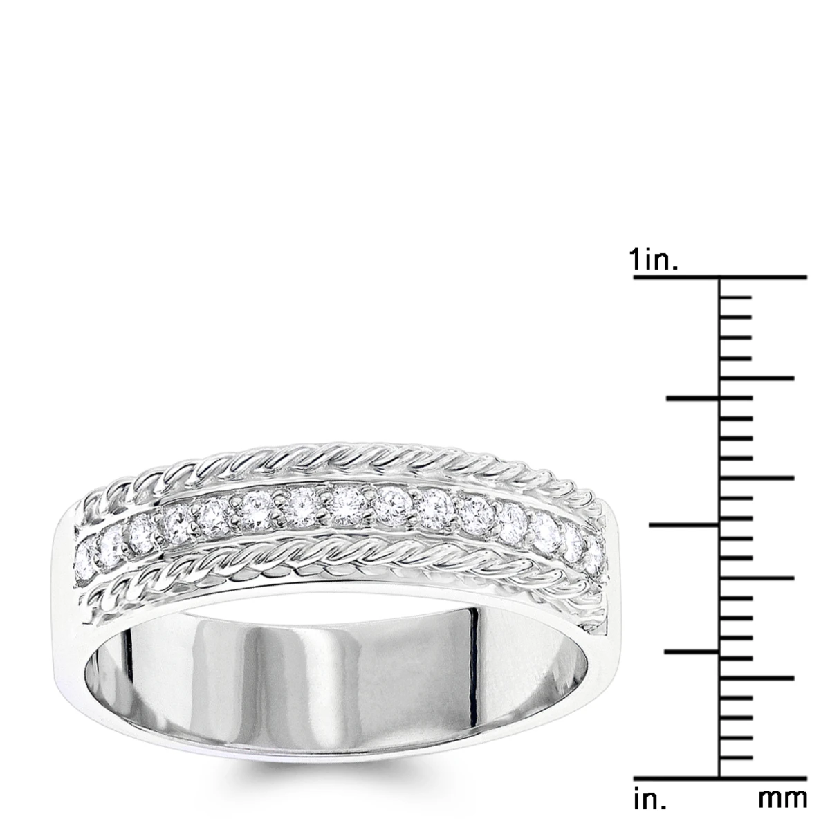 14 Karat Solid 14K White Gold Round Diamond Wedding Band 0.33ct 5 14 Karat Solid 14K White Gold Round Diamond Wedding Band 0.33ct - Image 5