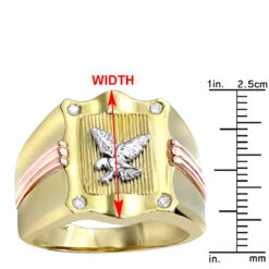 14 Karat 14K Yellow Gold Diamond Men's Eagle Ring .10ct -Luxurman 14 karat yellow rose gold diamond mens eagle ring 10ct p 6239 rulerye
