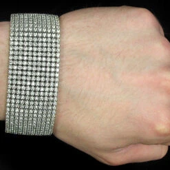 14K White Gold 11-Row Prong-Set Men's Diamond Cuff Bracelet 29.58 -Luxurman 14k 11 row prong set mens diamond cuff bracelet 2958 p 5771bod