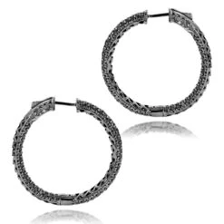 14K Black Plated Gold Black Diamond Hoop Earrings 5.91ct -Luxurman 14k black diamond hoop earrings 591ct p 35683 backbl