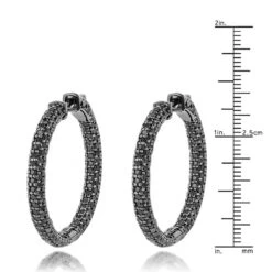 14K Black Plated Gold Black Diamond Hoop Earrings 5.91ct -Luxurman 14k black diamond hoop earrings 591ct p 35683 rulerbl